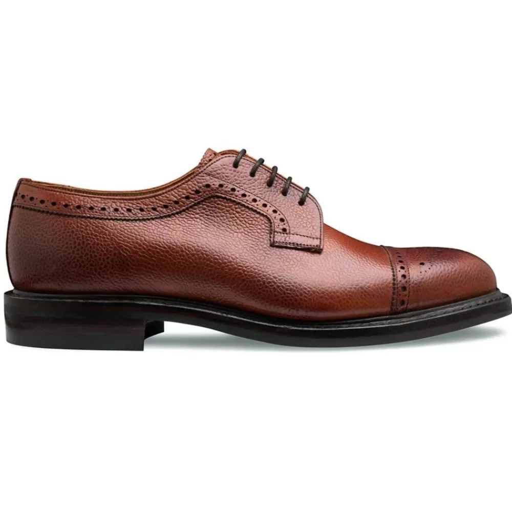 Cheaney Semi Brogues | Tenterden Ii R Derby Semi Brogue In Mahogany Grain Leather