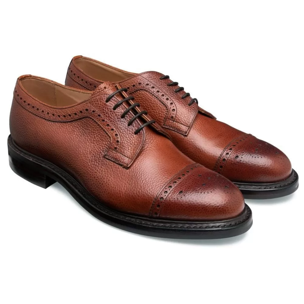 Cheaney Semi Brogues | Tenterden Ii R Derby Semi Brogue In Mahogany Grain Leather