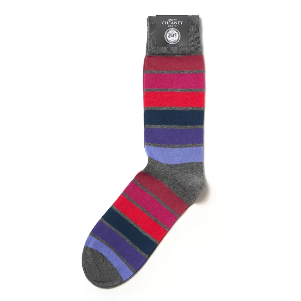 Corgi Socks | Thick Stripe Grey Mens Cotton Socks