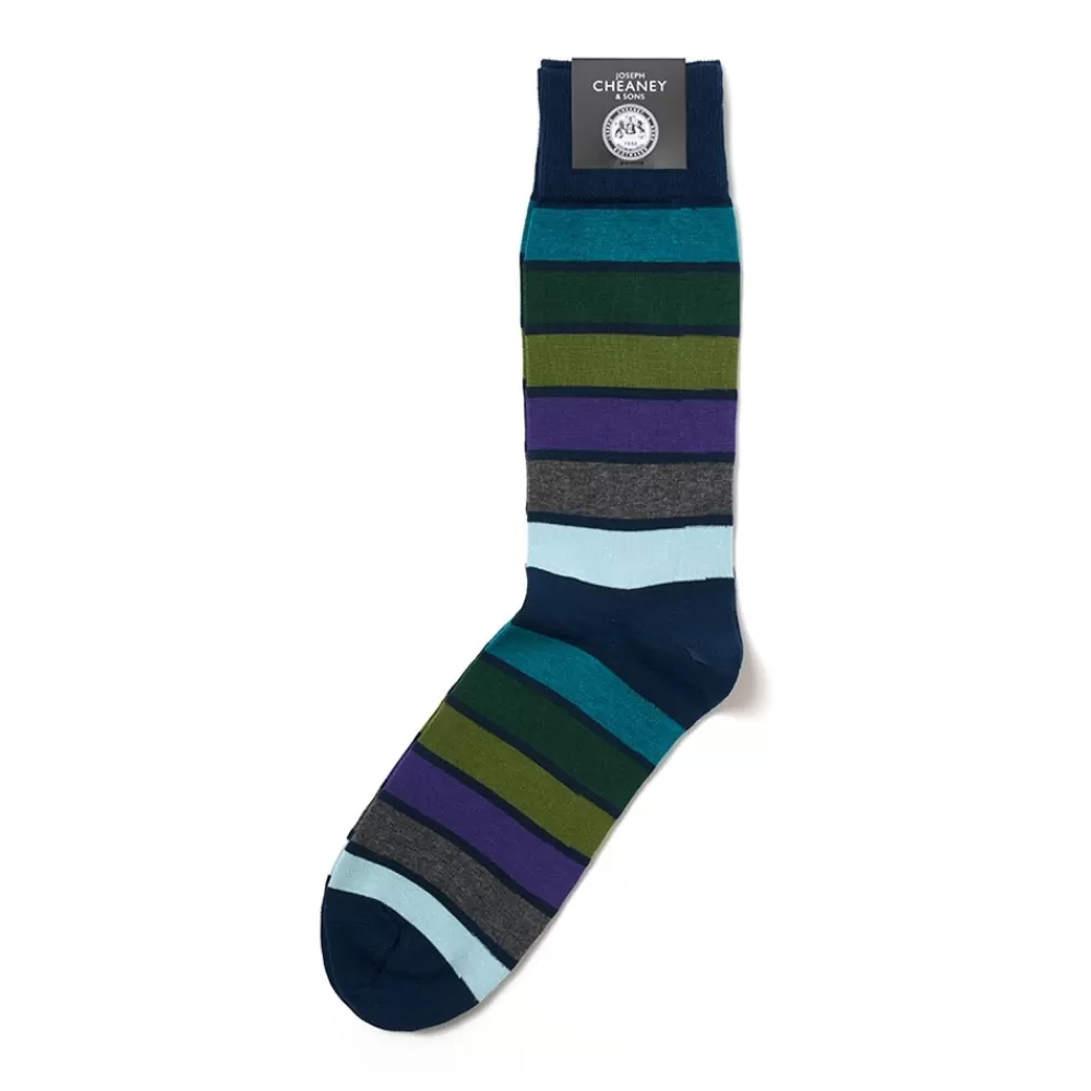 Corgi Socks | Thick Stripe Navy Mens Cotton Socks