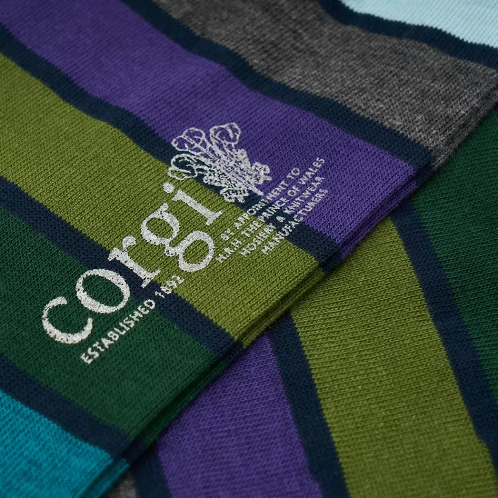 Corgi Socks | Thick Stripe Navy Mens Cotton Socks