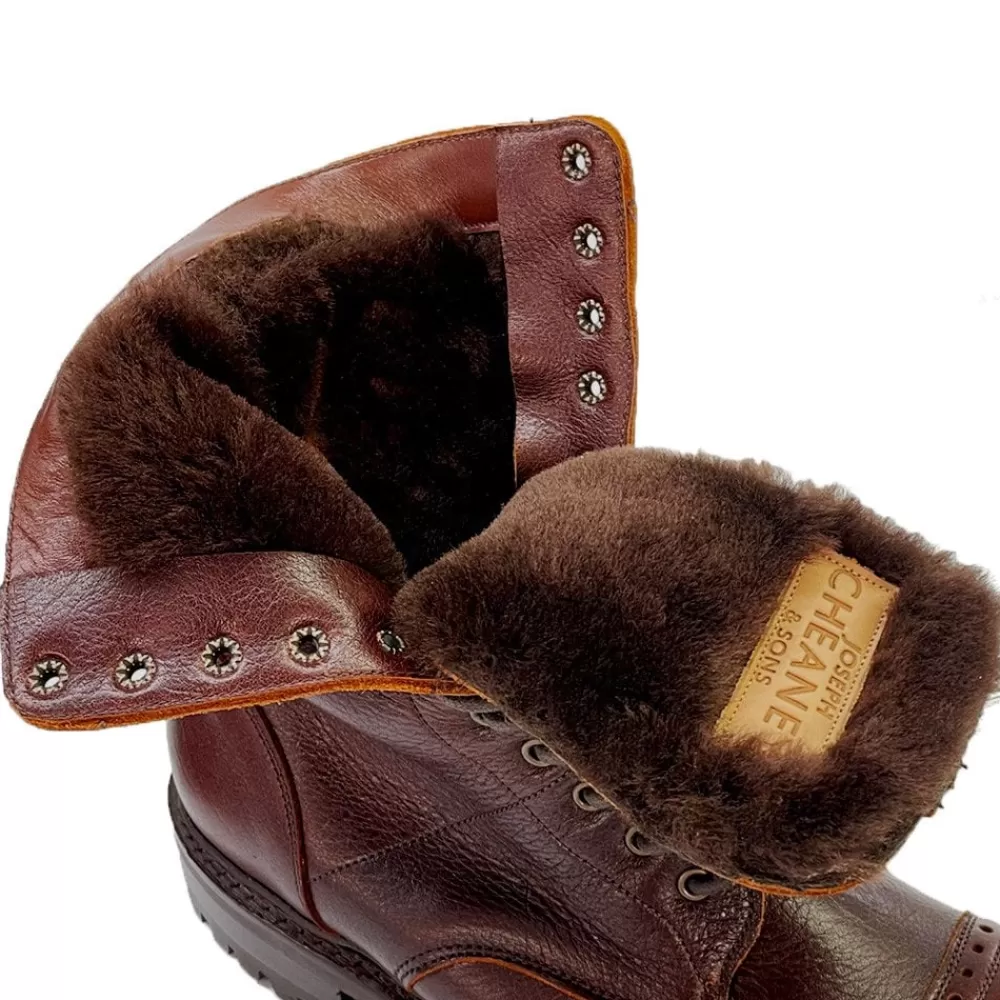 Cheaney Military Boots | Tiger Moth Ii Military Style Mid Calf Derby Boot In Whiskey Kudu Leather
