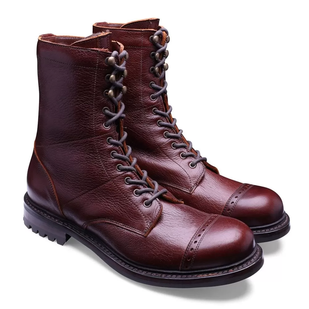 Cheaney Military Boots | Tiger Moth Ii Military Style Mid Calf Derby Boot In Whiskey Kudu Leather