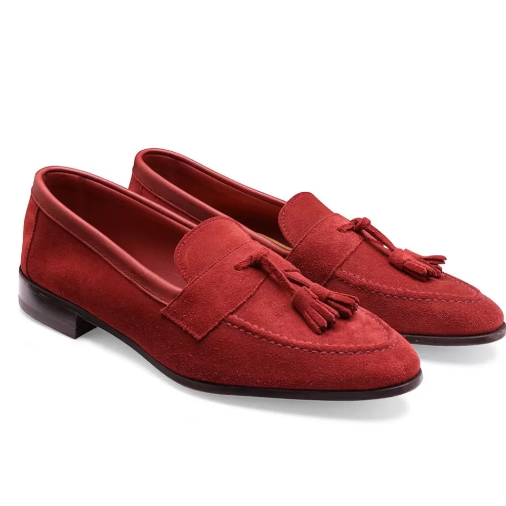 Cheaney Loafers | Tilly Collapsible Tassel Loafer In Rum Punch Suede