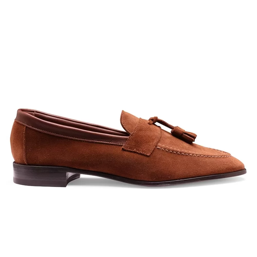 Cheaney Loafers | Tilly Collapsible Tassel Loafer In Rustique Brown Suede