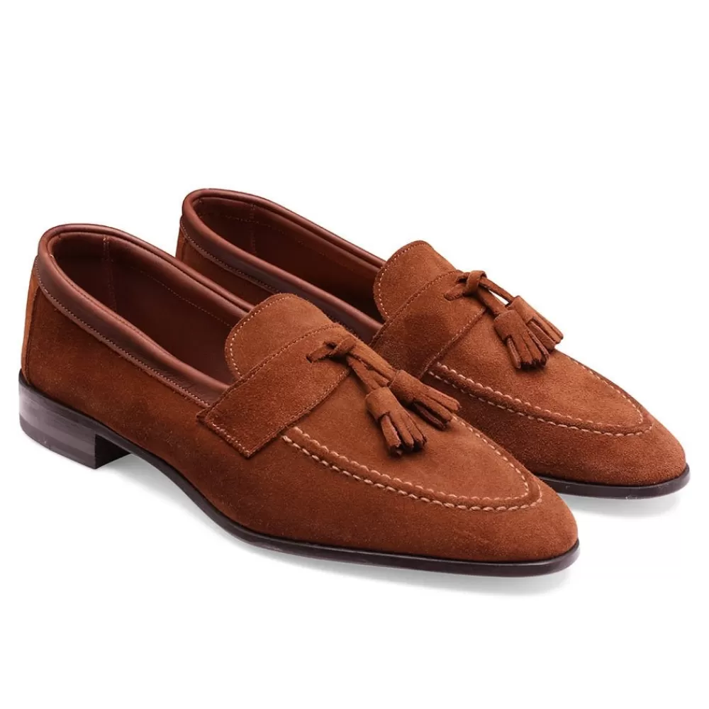 Cheaney Loafers | Tilly Collapsible Tassel Loafer In Rustique Brown Suede