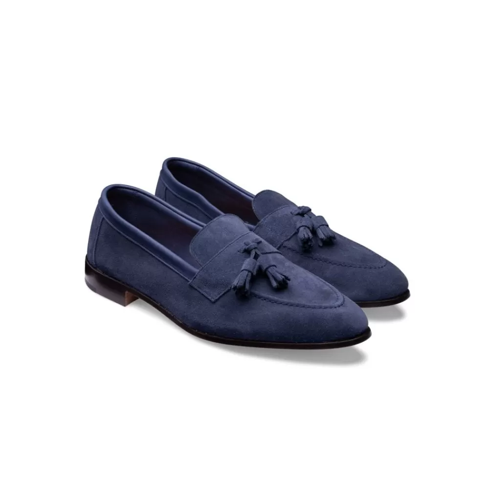 Cheaney Loafers | Timothy Tassel Loafer In Admiral Blue Suede