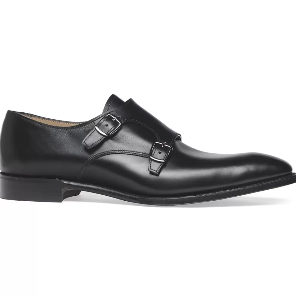 Cheaney Monk Shoes | Tiverton Double Buckle Monk Shoe In Black Calf Leather