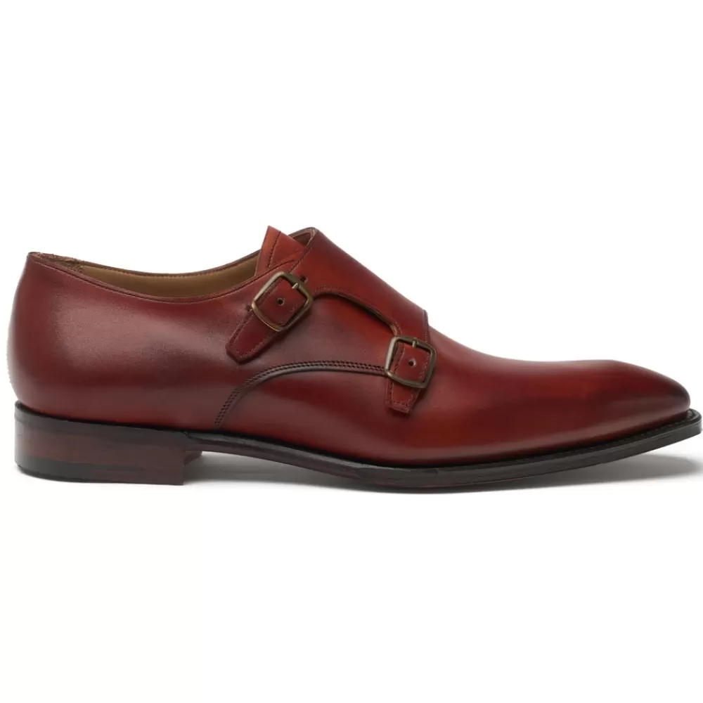 Cheaney Monk Shoes | Tiverton Double Buckle Monk Shoe In Dark Leaf Calf Leather
