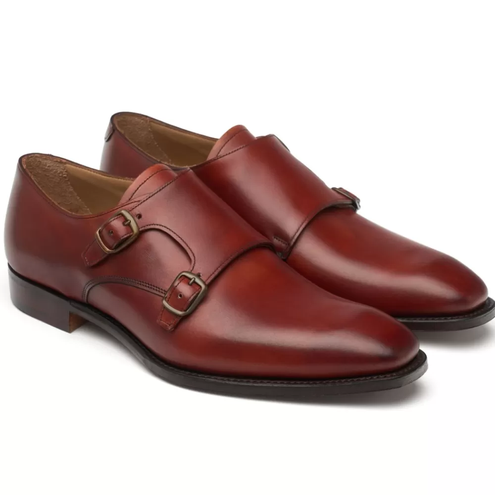 Cheaney Monk Shoes | Tiverton Double Buckle Monk Shoe In Dark Leaf Calf Leather