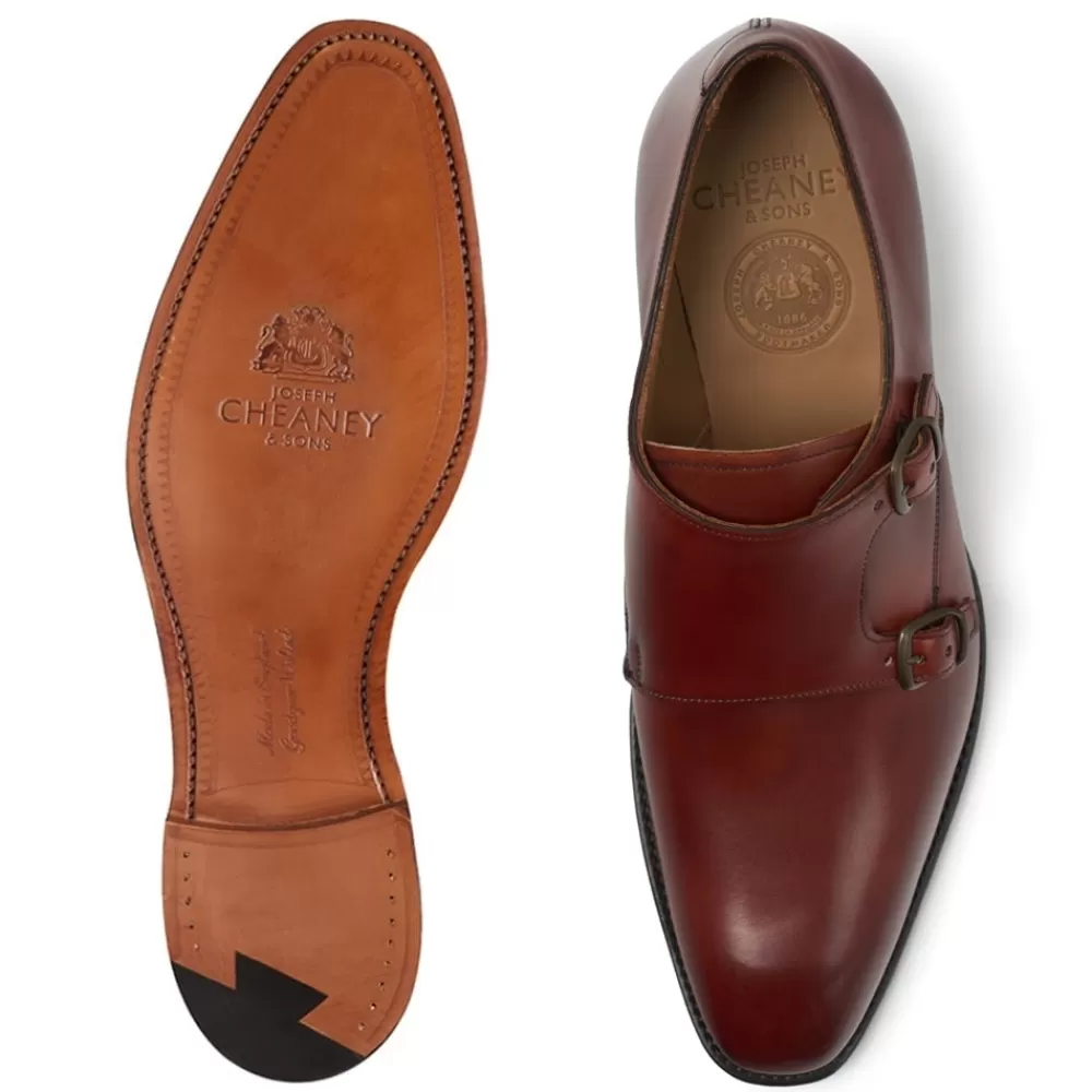 Cheaney Monk Shoes | Tiverton Double Buckle Monk Shoe In Dark Leaf Calf Leather