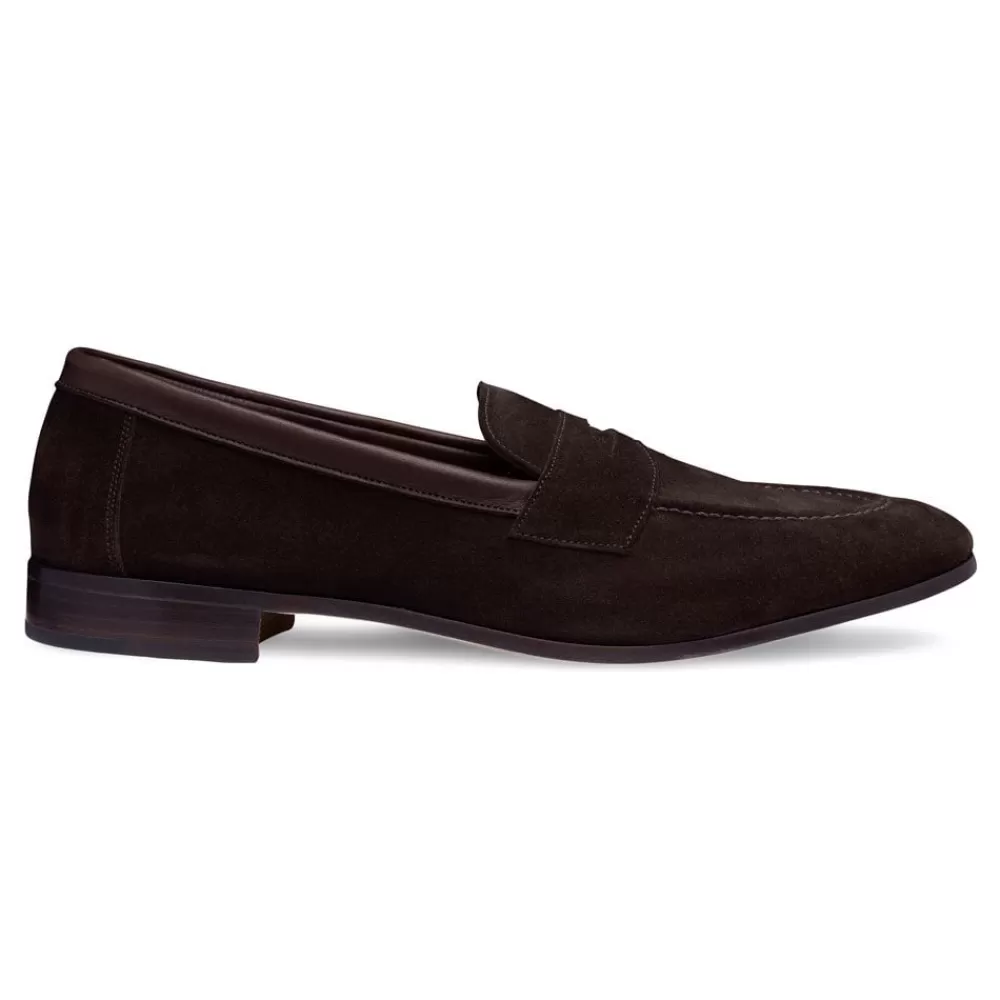 Cheaney Loafers | Toby Penny Loafer In Bitter Chocolate Suede