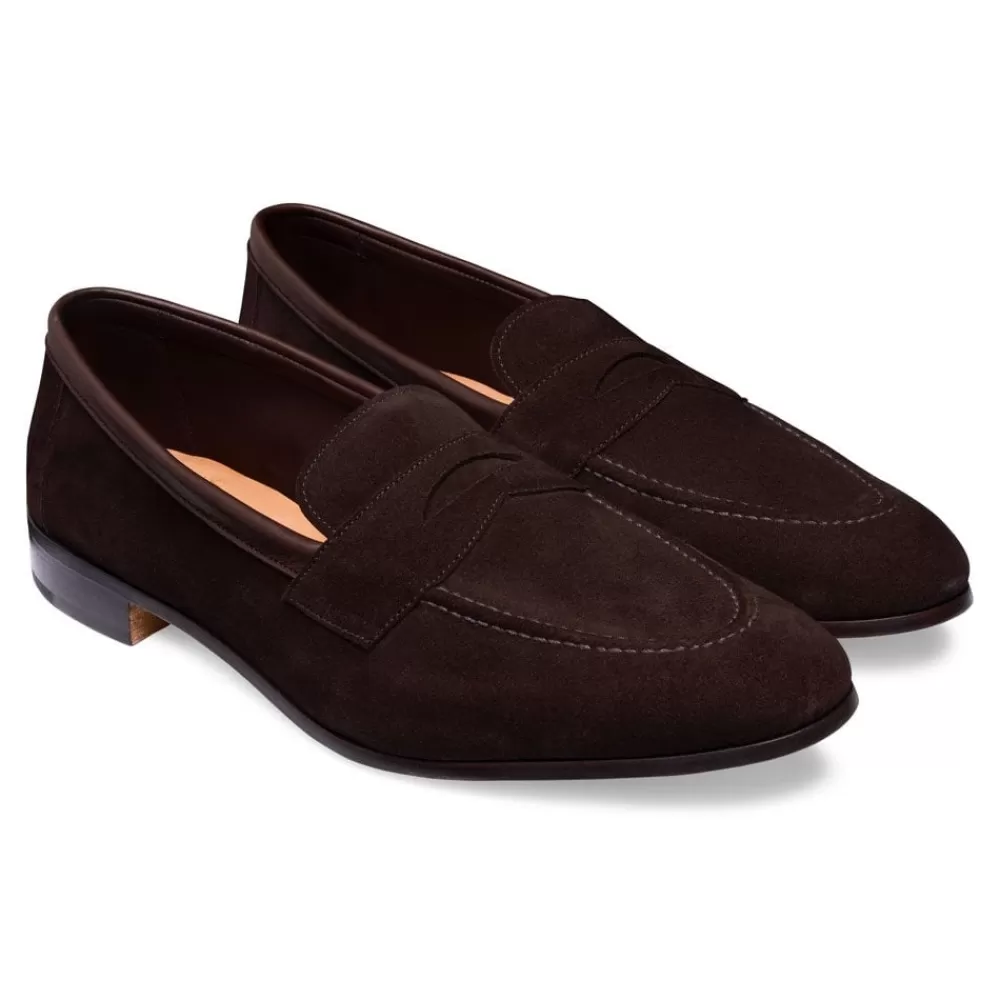 Cheaney Loafers | Toby Penny Loafer In Bitter Chocolate Suede