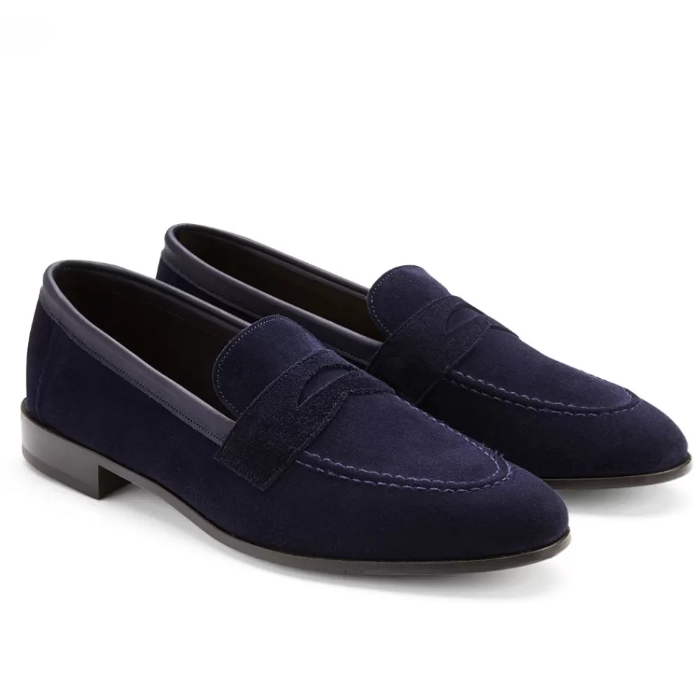 Cheaney Loafers | Toby Penny Loafer In Indigo Suede