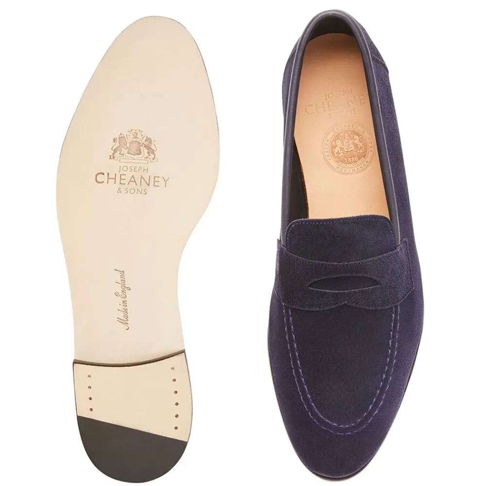 Cheaney Loafers | Toby Penny Loafer In Indigo Suede