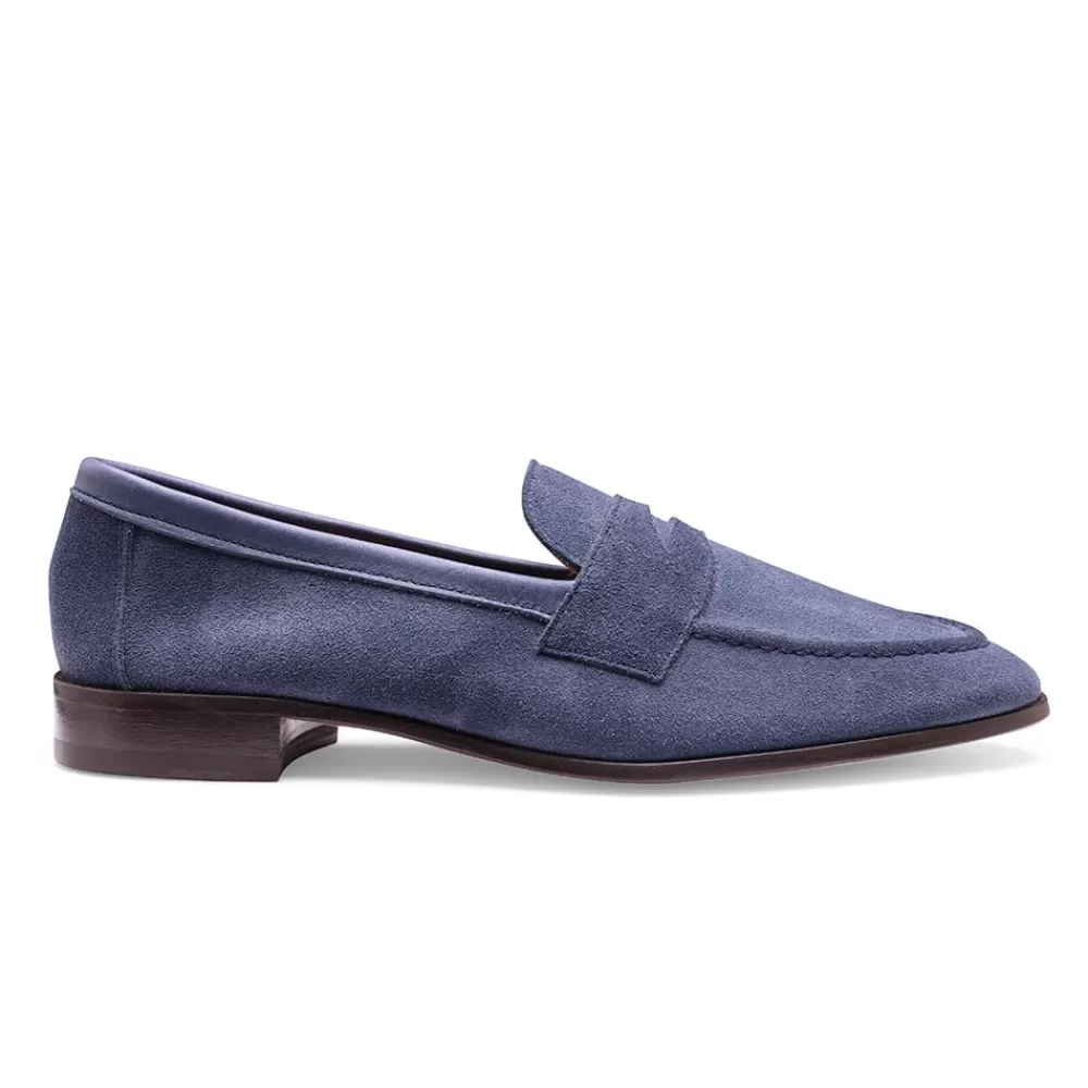 Cheaney Loafers | Tori Collapsible Penny Loafer In Admiral Blue Suede