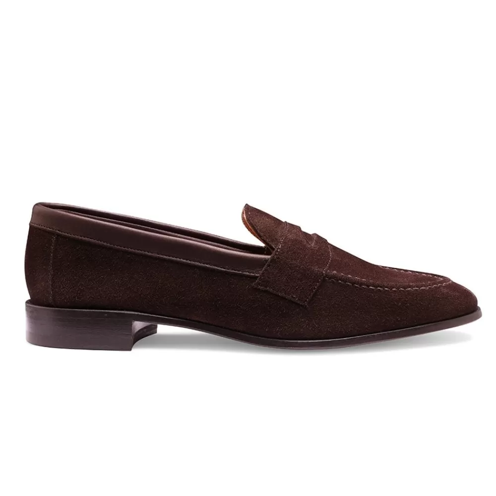 Cheaney Loafers | Tori Collapsible Penny Loafer In Bitter Chocolate Suede