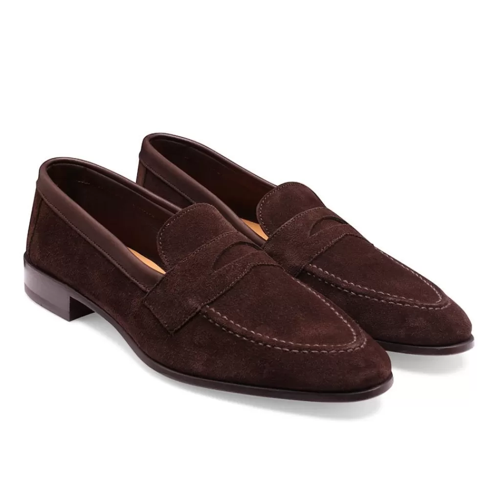 Cheaney Loafers | Tori Collapsible Penny Loafer In Bitter Chocolate Suede