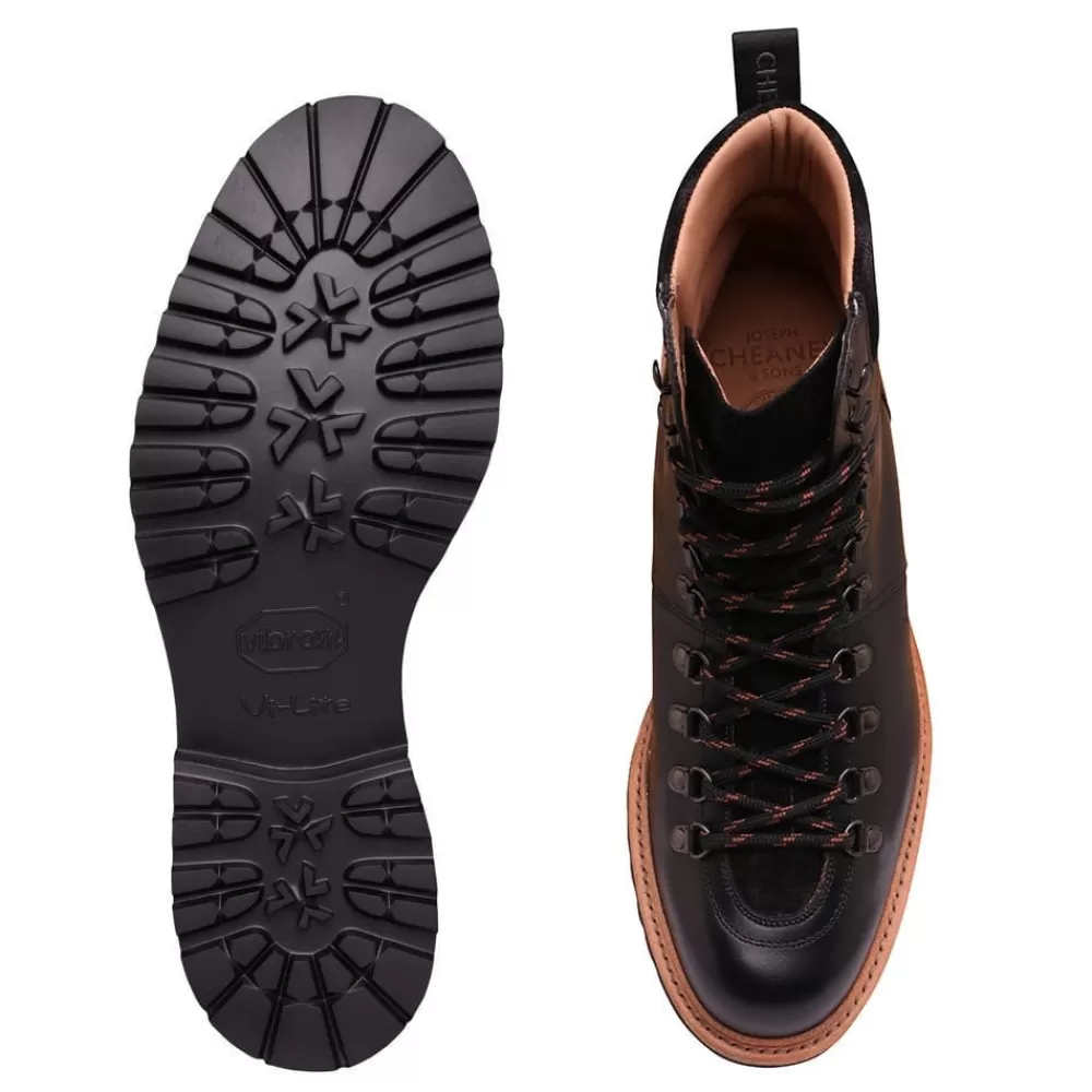 Cheaney Hiker Boots | Torridon Gv Hiker Boot In Black Calf Leather/Printed Suede