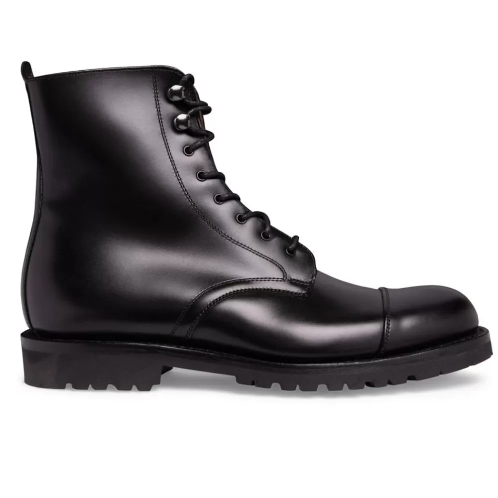 Cheaney Derby Boots | Trafalgar Capped Derby Boot In Black Calf Leather