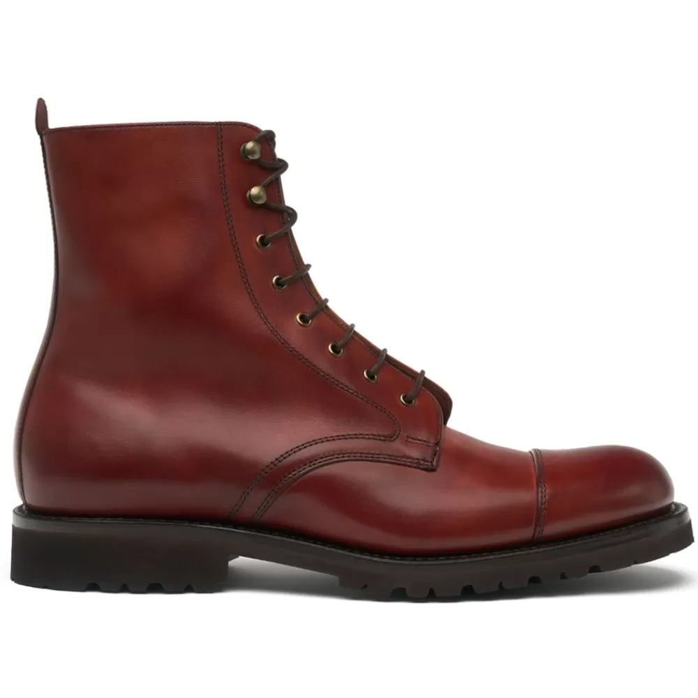 Cheaney Derby Boots | Trafalgar Capped Derby Boot In Dark Leaf Calf Leather