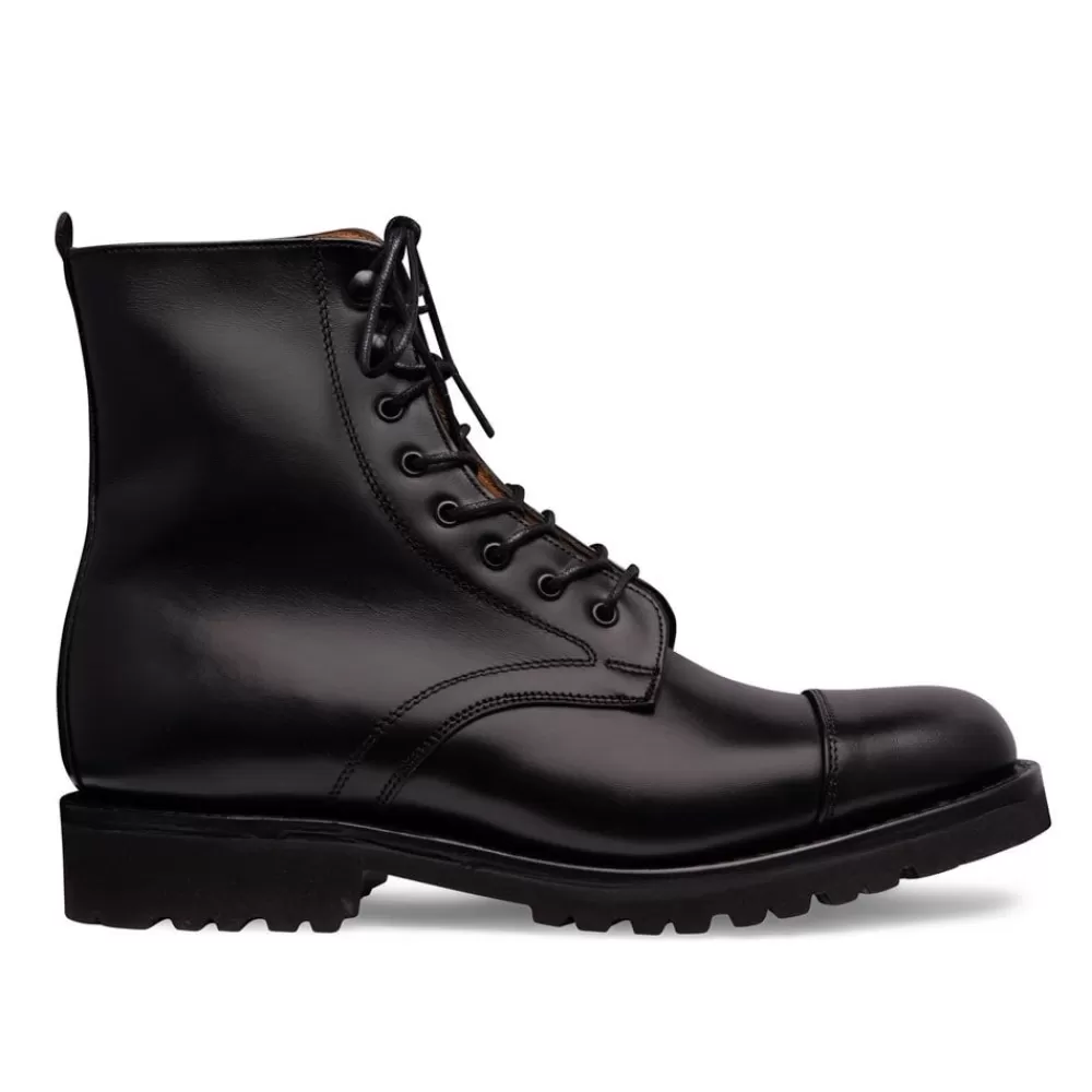 Cheaney Derby Boots | Trudie Capped Derby Boot In Black Calf Leather