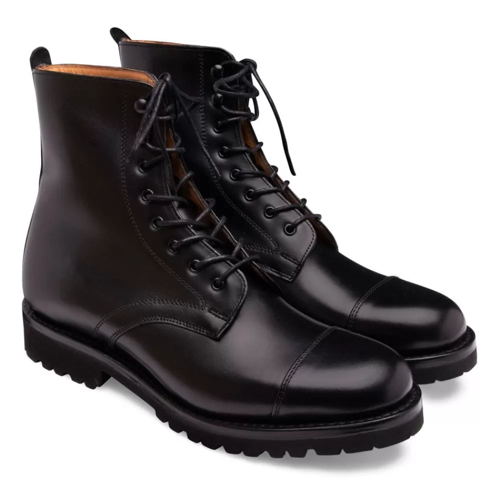 Cheaney Derby Boots | Trudie Capped Derby Boot In Black Calf Leather