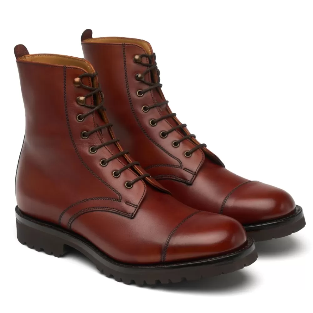 Cheaney Derby Boots | Trudie Capped Derby Boot In Dark Leaf Calf Leather
