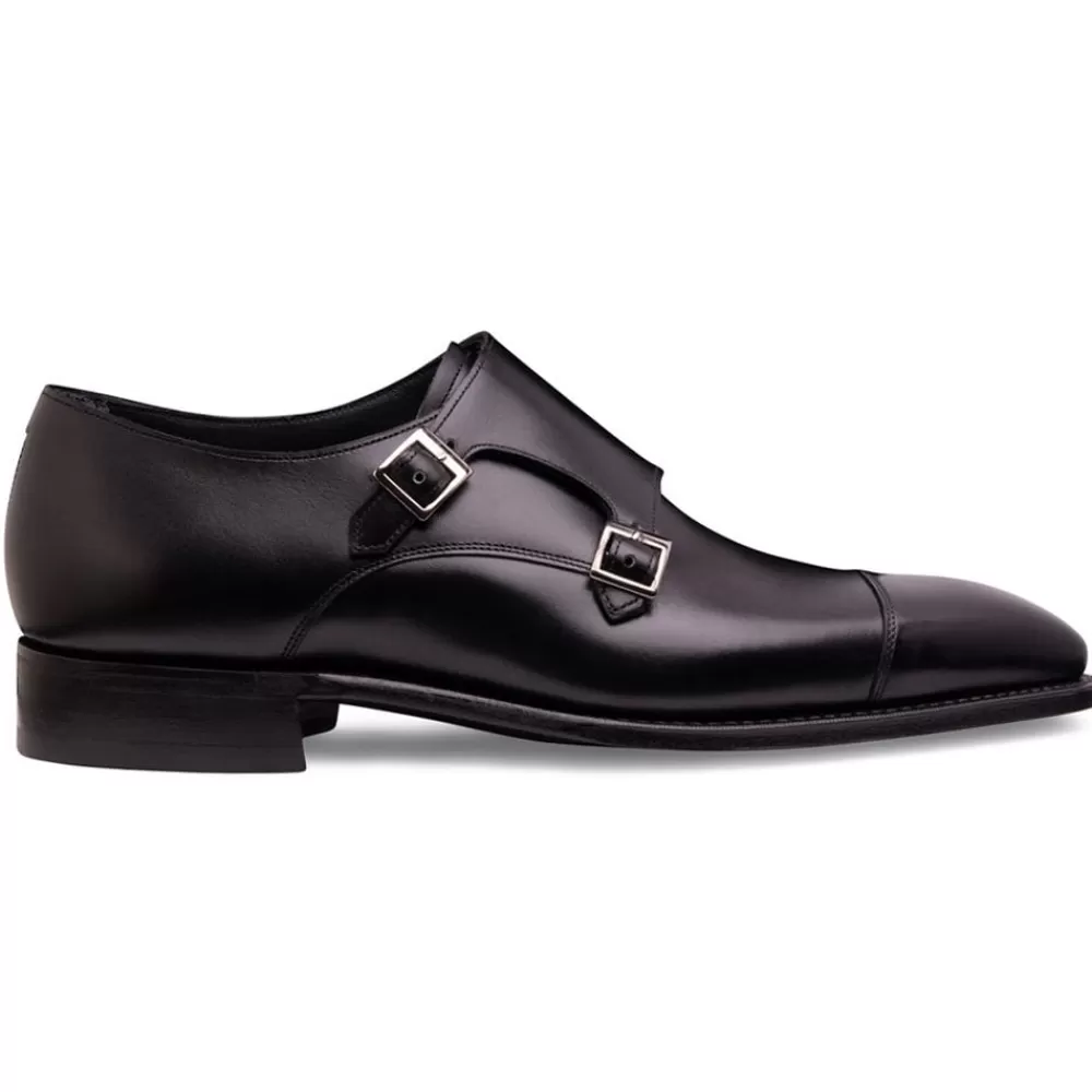 Cheaney Monk Shoes | Tudor Double Buckle Monk Shoe In Black Calf Leather