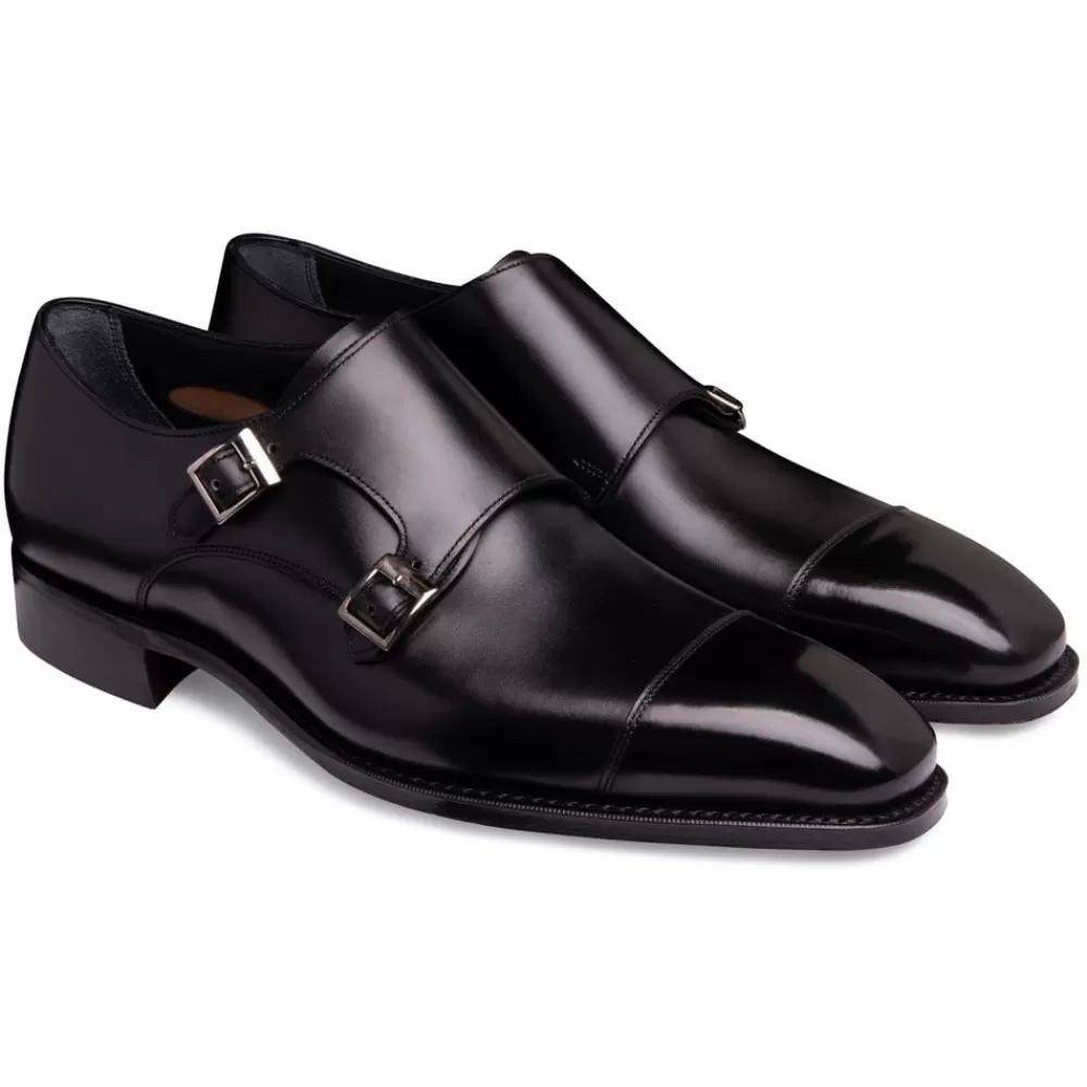 Cheaney Monk Shoes | Tudor Double Buckle Monk Shoe In Black Calf Leather