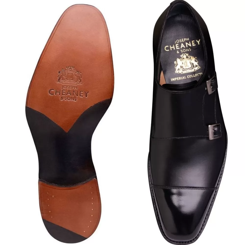 Cheaney Monk Shoes | Tudor Double Buckle Monk Shoe In Black Calf Leather