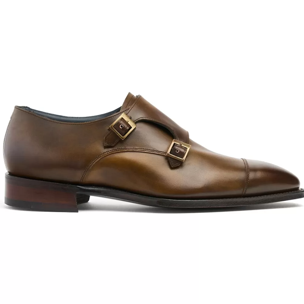 Cheaney Monk Shoes | Tudor Double Buckle Monk Shoe In Bronzed Espresso Calf Leather