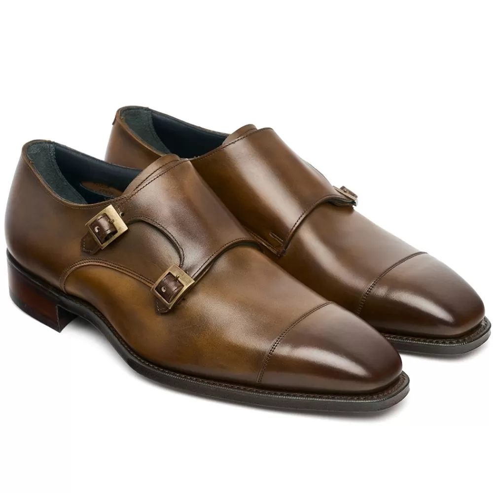 Cheaney Monk Shoes | Tudor Double Buckle Monk Shoe In Bronzed Espresso Calf Leather