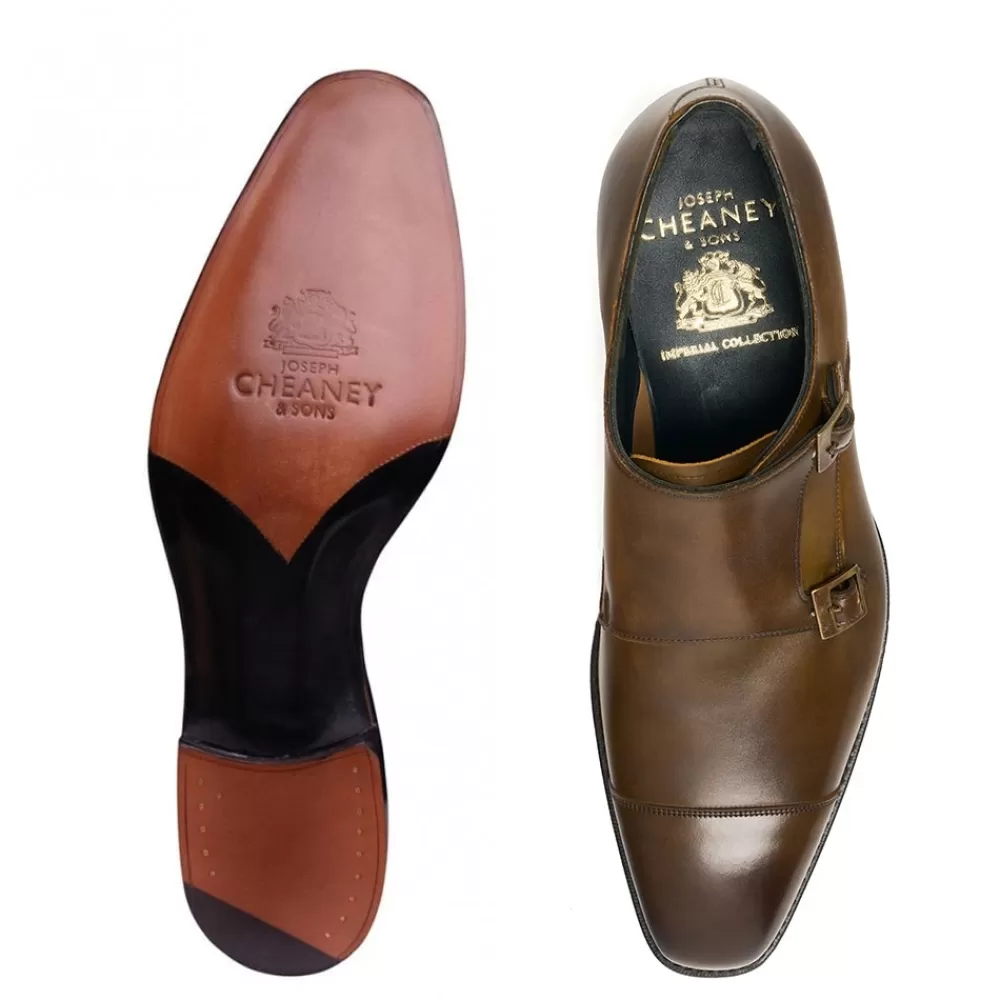Cheaney Monk Shoes | Tudor Double Buckle Monk Shoe In Bronzed Espresso Calf Leather