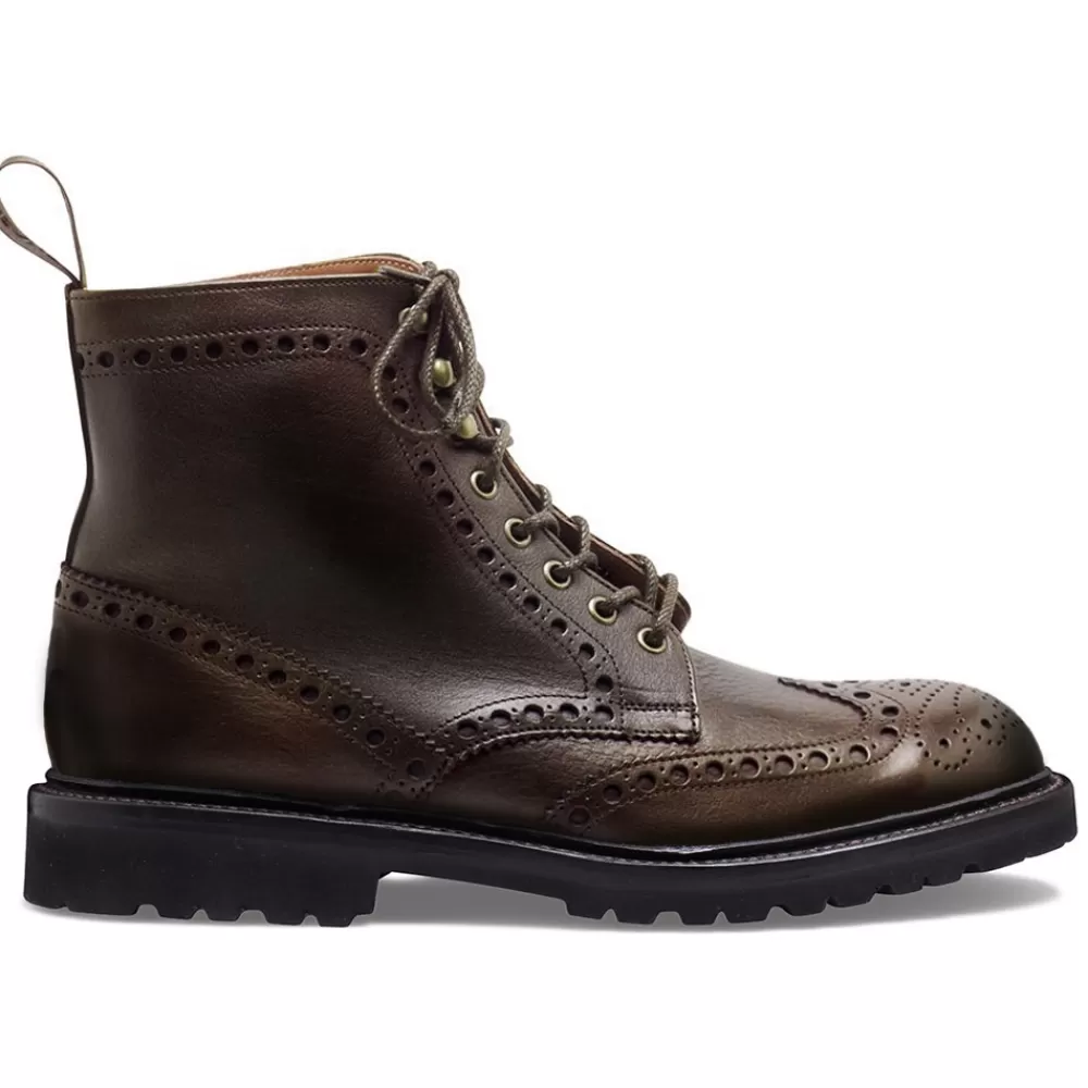 Cheaney Brogue Boots | Tweed Gv Derby Brogue Boot In Husk Eco Oiled Leather