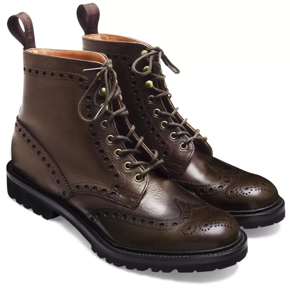 Cheaney Brogue Boots | Tweed Gv Derby Brogue Boot In Husk Eco Oiled Leather