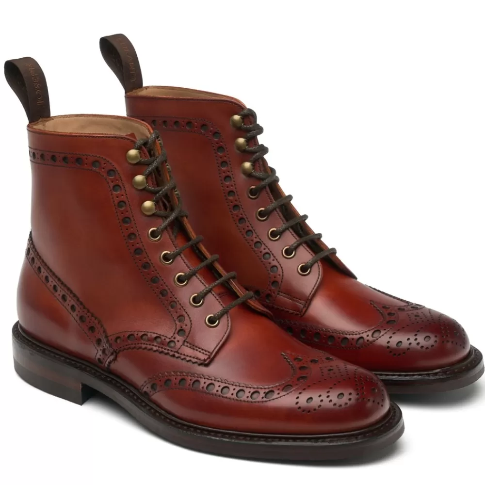 Cheaney Brogue Boots | Tweed R Derby Brogue Boot In Dark Leaf Calf Leather