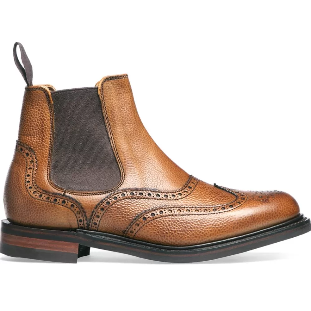 Cheaney Chelsea Boots | Victoria R Wingcap Brogue Chelsea Boot In Almond Grain Leather