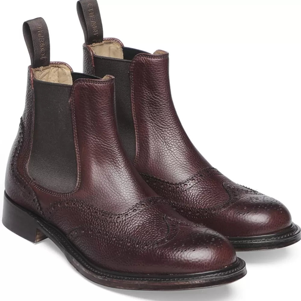 Cheaney Chelsea Boots | Victoria R Wingcap Brogue Chelsea Boot In Burgundy Grain Leather