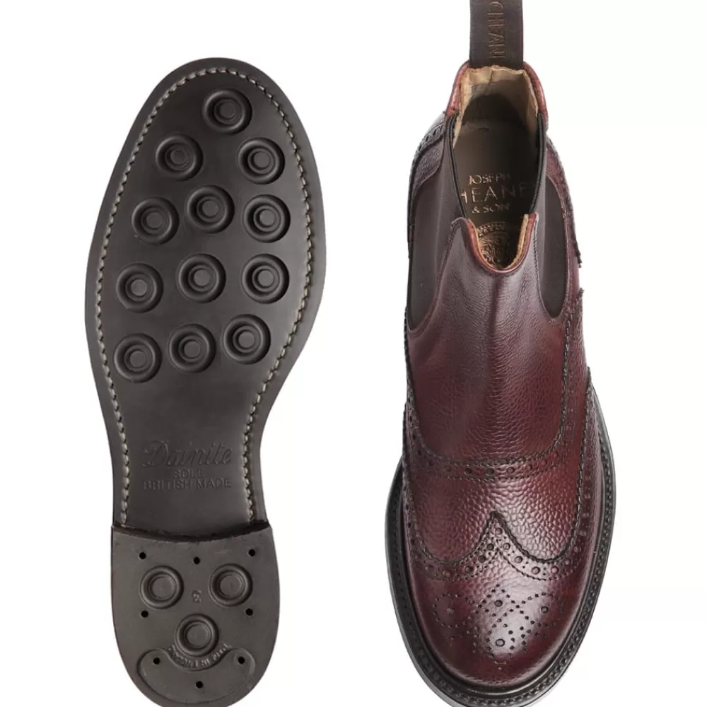 Cheaney Chelsea Boots | Victoria R Wingcap Brogue Chelsea Boot In Burgundy Grain Leather