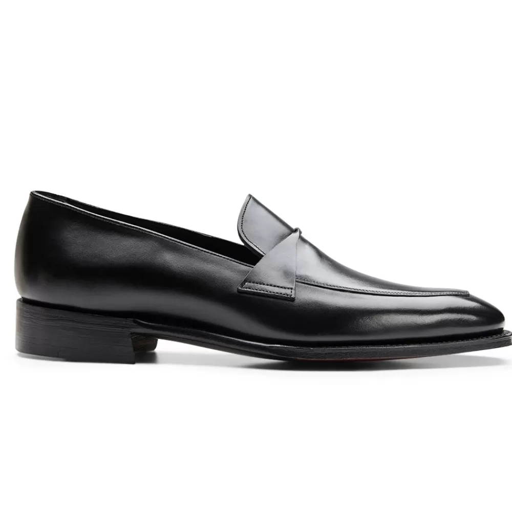 Cheaney Loafers | Wandsworth Twisted Saddle Apron Loafer In Black Calf Leather