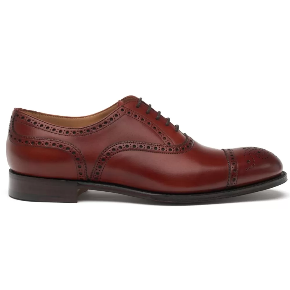 Cheaney Semi Brogues | Wilfred Oxford Semi Brogue In Dark Leaf Calf Leather