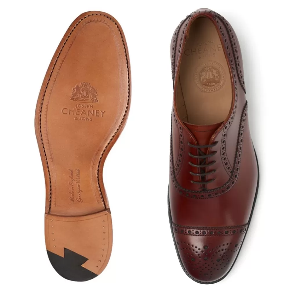 Cheaney Semi Brogues | Wilfred Oxford Semi Brogue In Dark Leaf Calf Leather