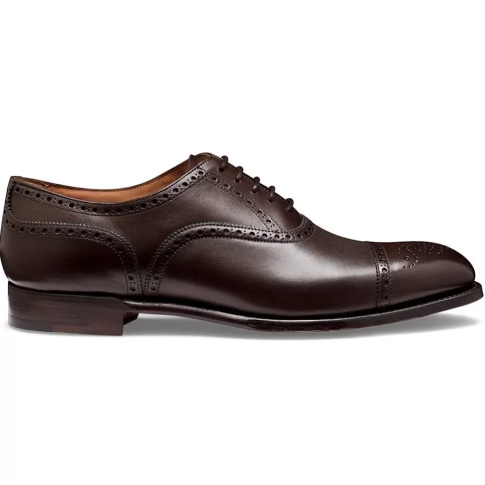 Cheaney Semi Brogues | Wilfred Oxford Semi Brogue In Mocha Calf Leather | Leather Sole
