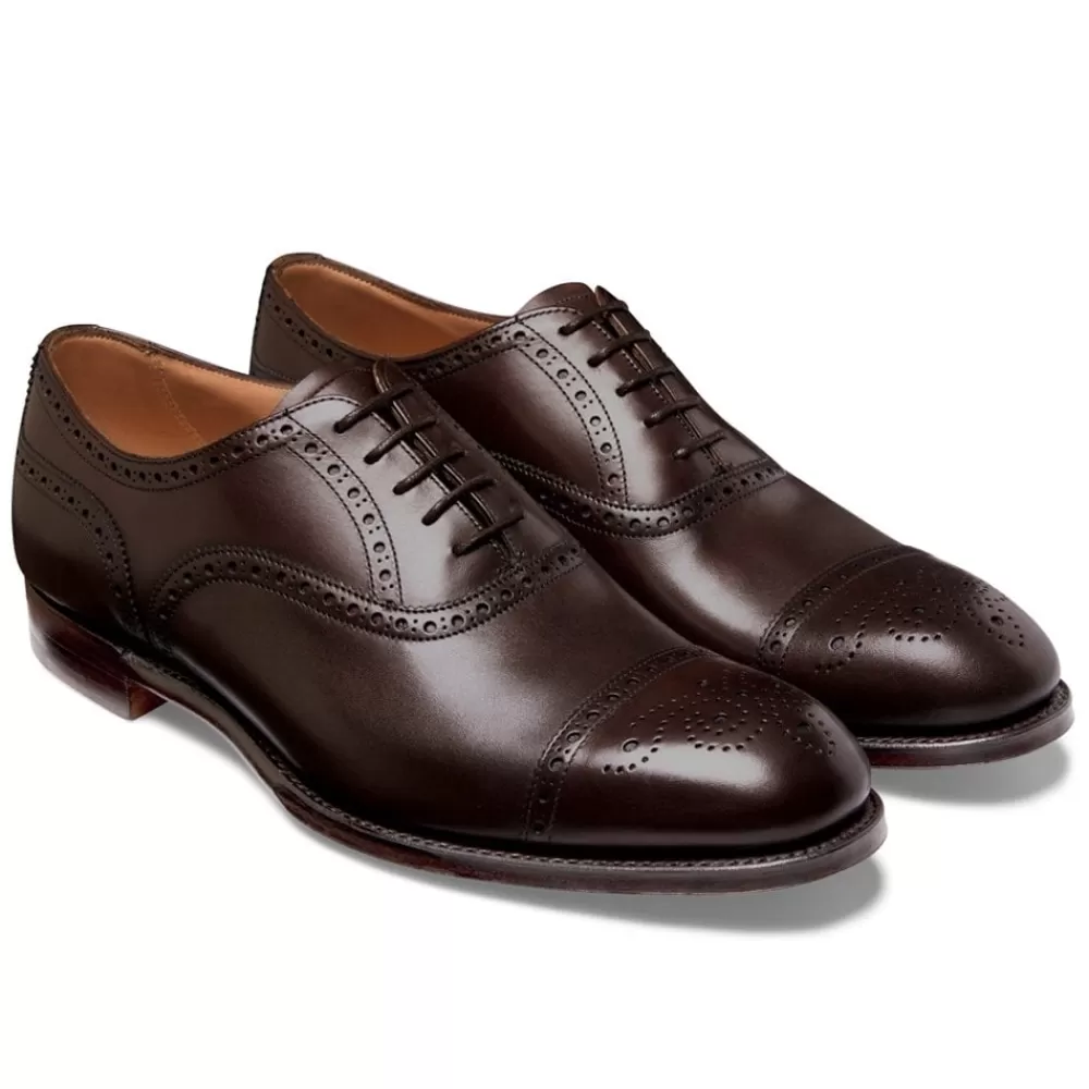 Cheaney Semi Brogues | Wilfred Oxford Semi Brogue In Mocha Calf Leather | Leather Sole
