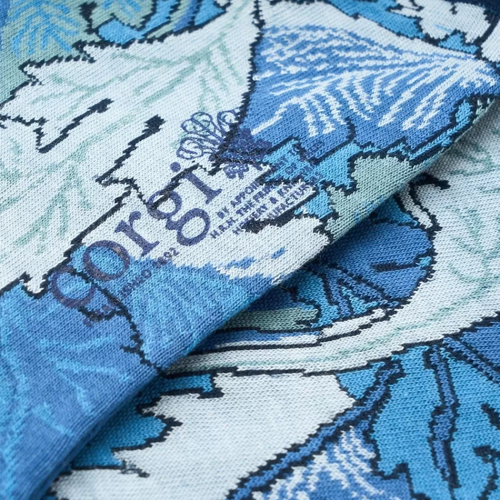 Corgi Socks | William Morris Gallery Mens Blue Leaves Cotton Socks