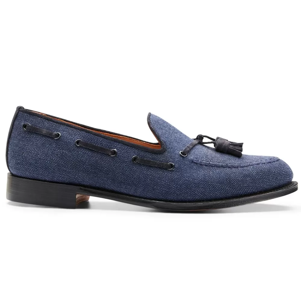 Cheaney Loafers | Wills Tassel Loafer In Navy Moons/Oceano Suede