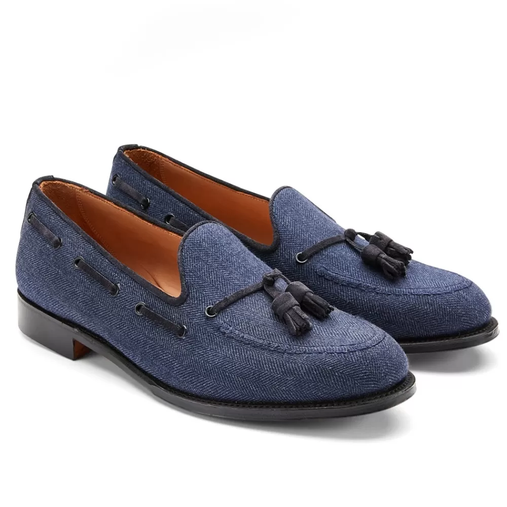 Cheaney Loafers | Wills Tassel Loafer In Navy Moons/Oceano Suede