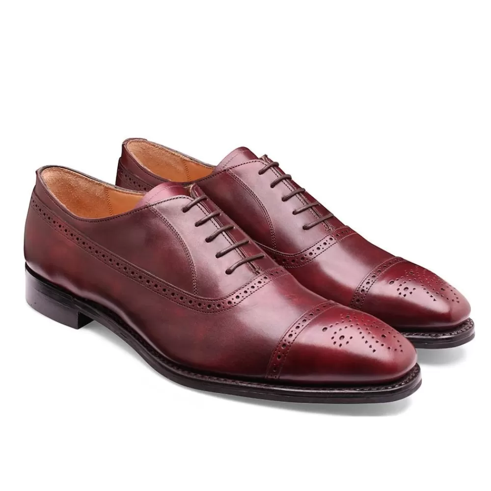Cheaney Oxfords | Winchester D Capped Oxford In Burgundy Museum Calf Leather