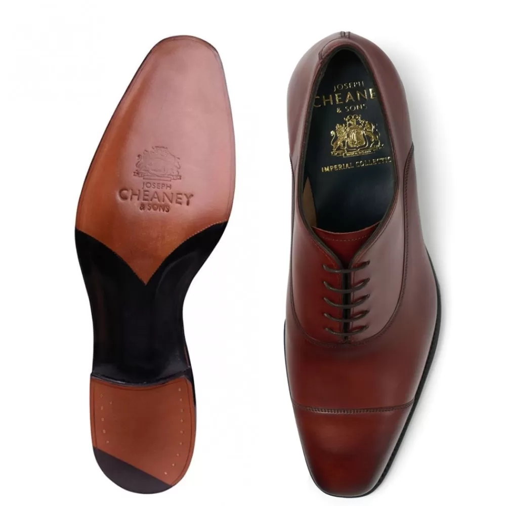 Cheaney Oxfords | York Capped Oxford In Dark Leaf Calf Leather